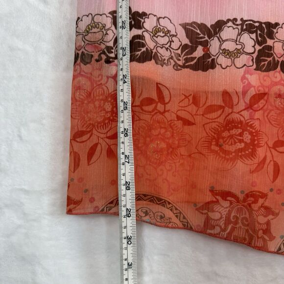 Y2K Southwestern Midi Skirt MDL New York Floral Pink Orange Stretch L - Picture 3 of 6
